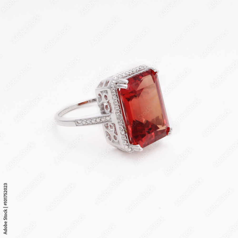 Padparadscha Sapphire Gemstone Ring in Silver Padparadscha Sapphire Gemstone Ring in Silver