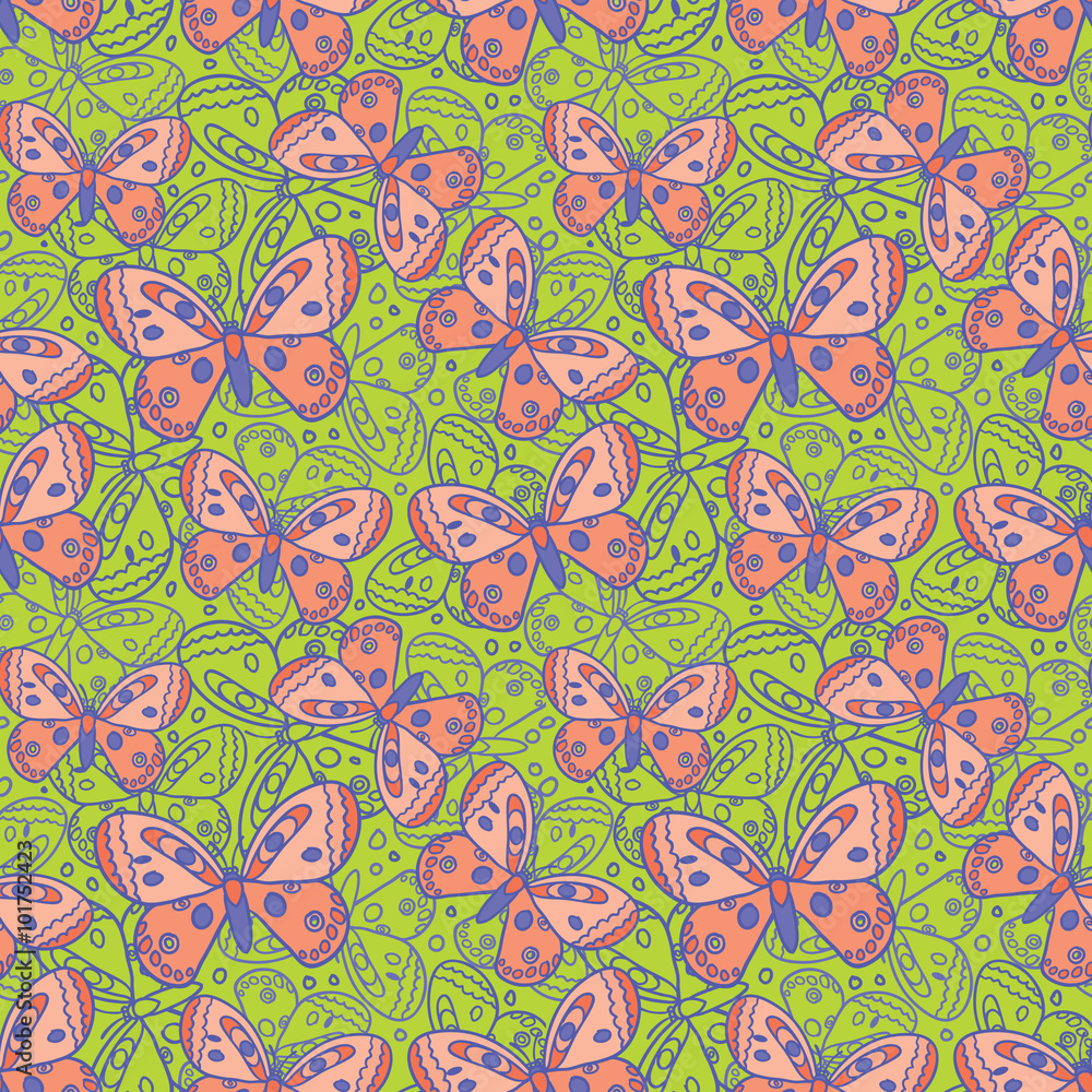 Beautiful Butterfly Green Seamless Pattern Beautiful Butterfly Green Seamless Pattern