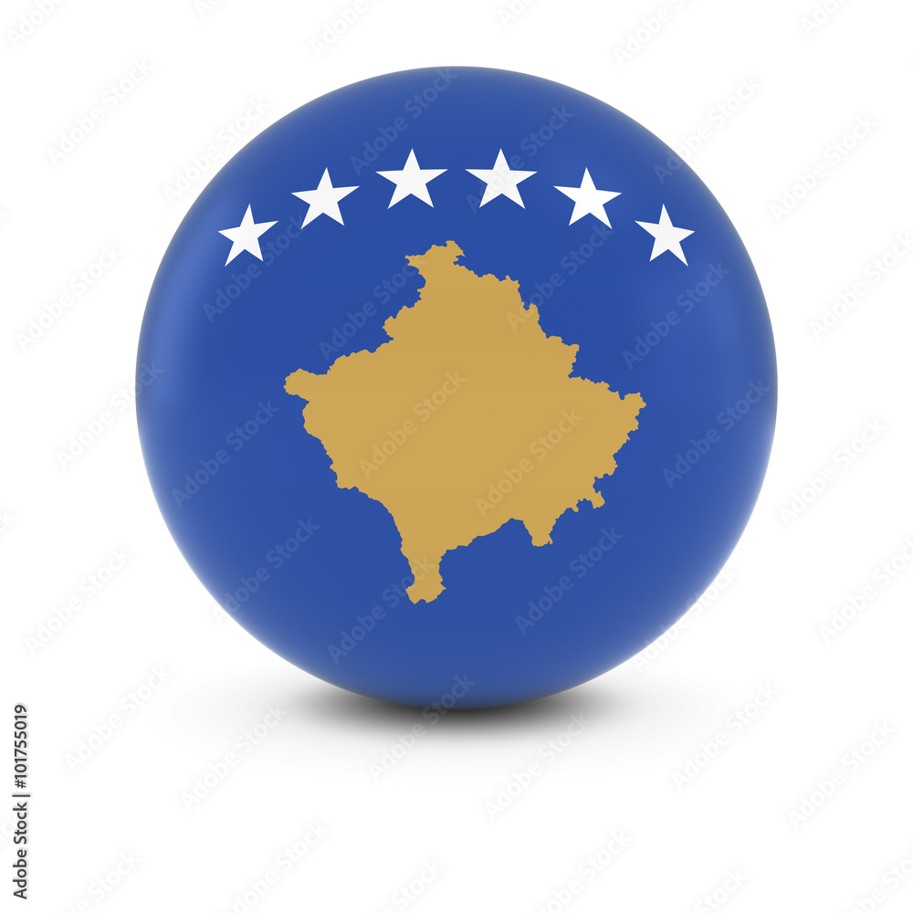 Kosovan Flag Ball - Flag of Kosovo on Isolated Sphere Kosovan Flag Ball - Flag of Kosovo on Isolated Sphere