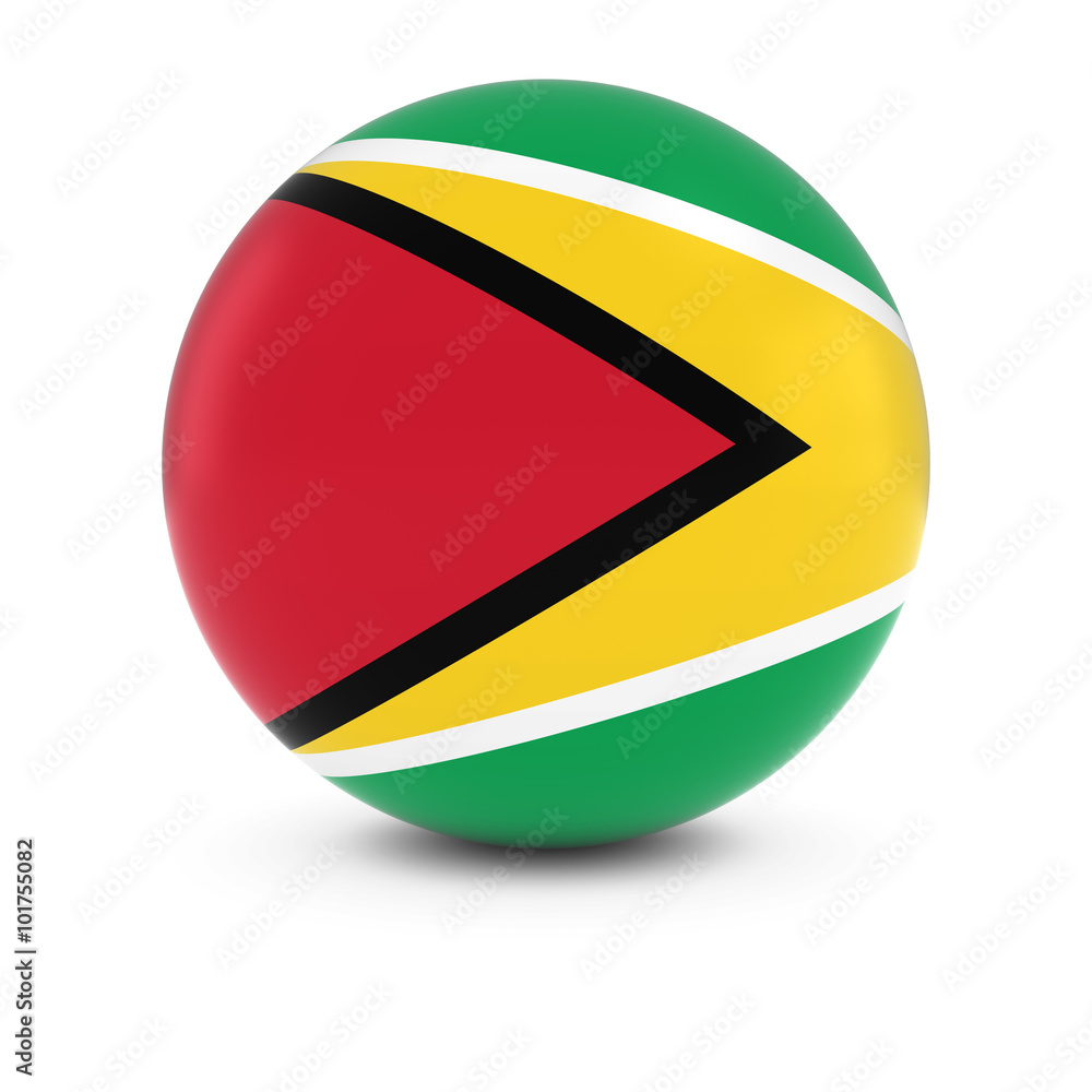 Guyanese Flag Ball - Flag of Guyana on Isolated Sphere