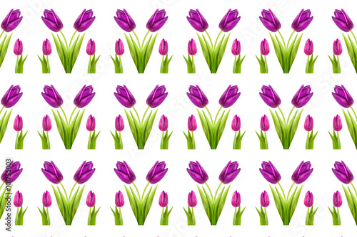 pattern of pink and purple tulips