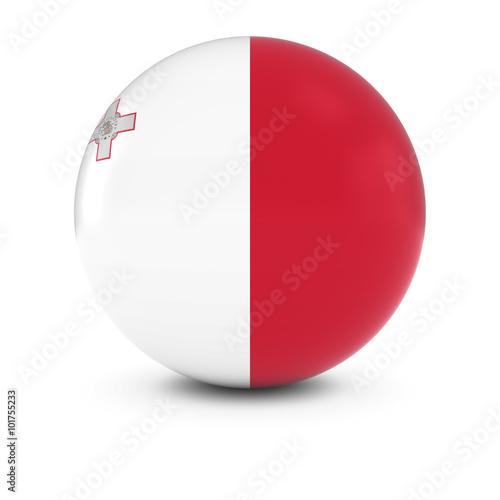 Maltese Flag Ball - Flag of Malta on Isolated Sphere