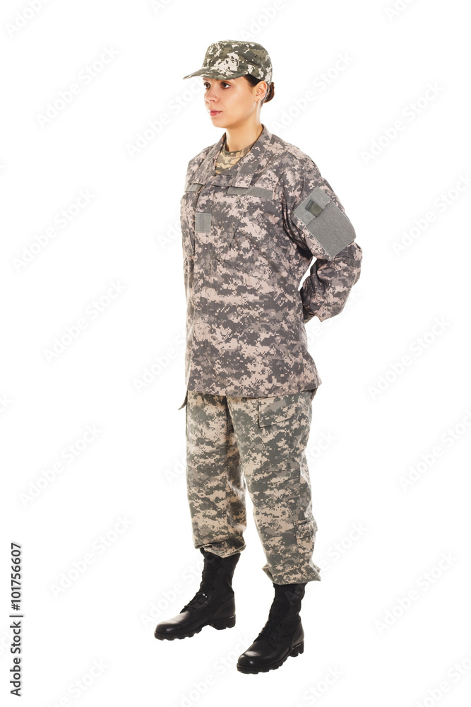 Girl - soldier in the military uniform Girl - soldier in the military uniform