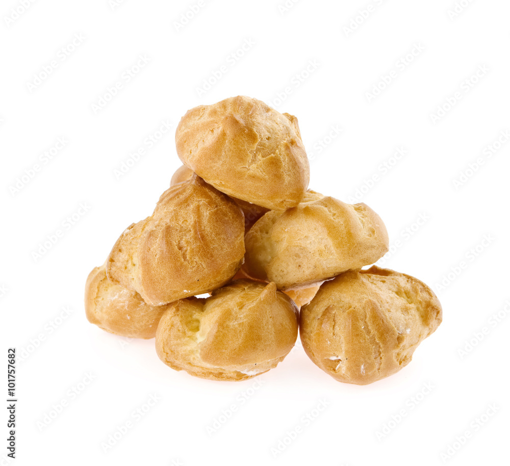 Profiteroles on a white background Profiteroles on a white background