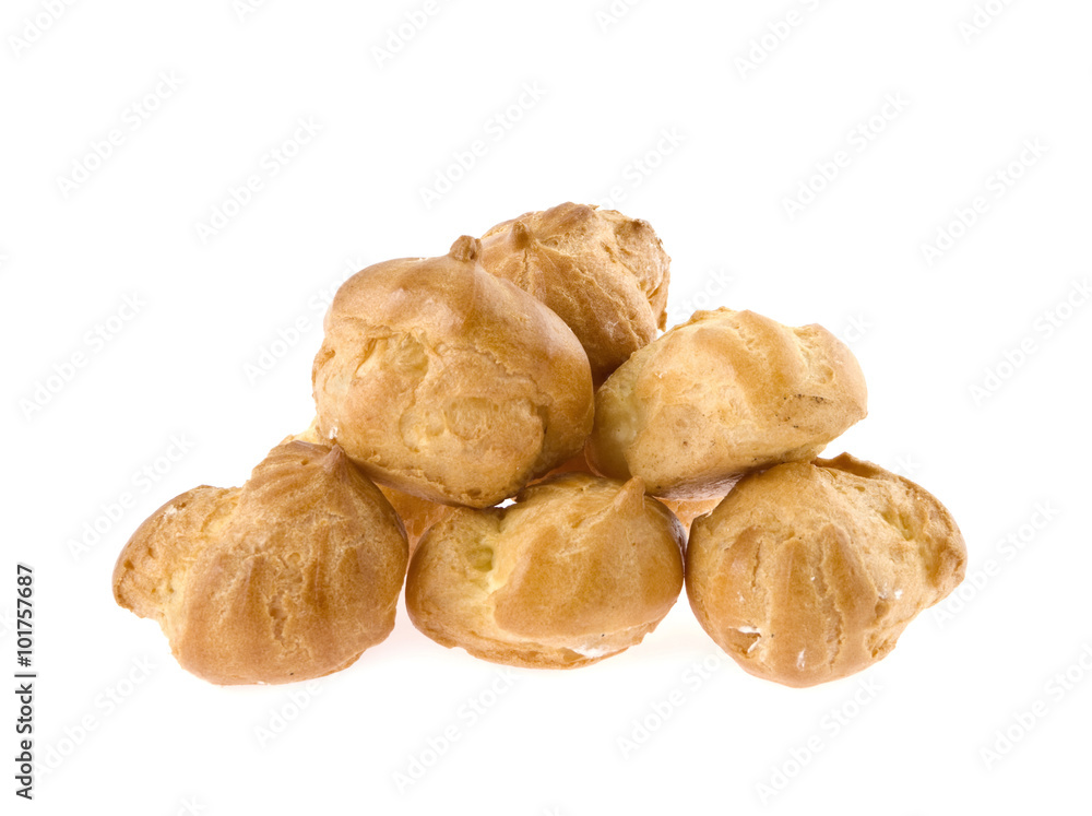Profiteroles on a white background Profiteroles on a white background