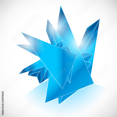 Blue gem sapphire ice shard crystal icon logo geometric art  photo