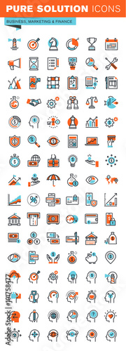 Thin line web icons for business, finance and banking, marketing, human features, decision-making and communication, for websites and mobile websites and apps.