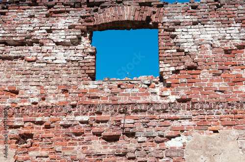  window in the ruined brick wall