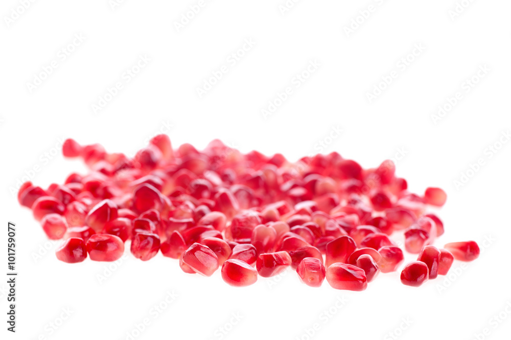 seed of the fruit of pomegranate scattered isolated seed of the fruit of pomegranate scattered isolated