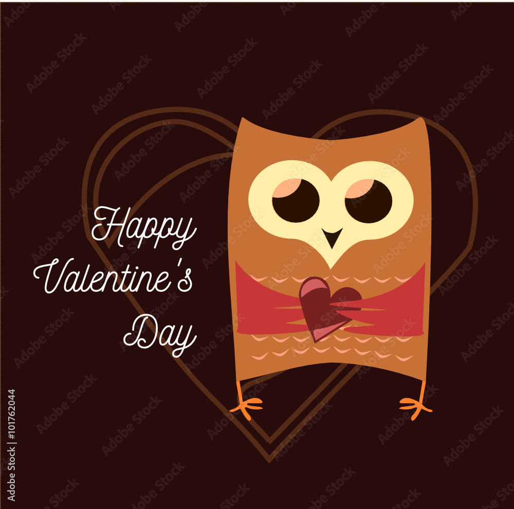 Valentine's owl dark background