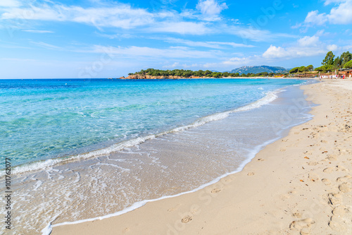 Sea wave on beautiful Palombaggia beach, Corsica island, France