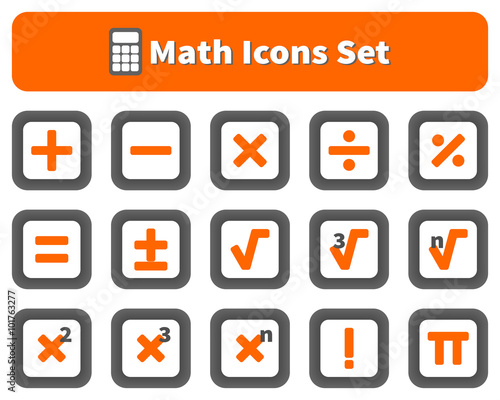 Math and calculator icons set