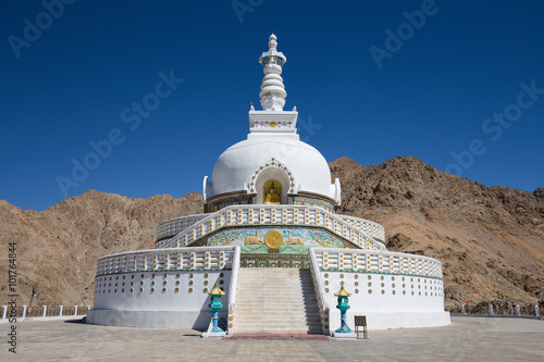 Tall Shanti Stupa near Leh, Ladakh, Jammu and Kashmir, India