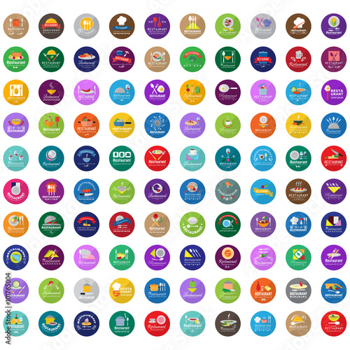 Restaurant Flat Icons Set - Isolated: Vector Illustration, Graphic Design. Collection Of Colorful Icons. For Web, Websites, Print, Presentation Templates, Mobile Applications And Promotional Materials