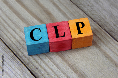 CLP (Chilean Peso) sign on colorful wooden cubes photo