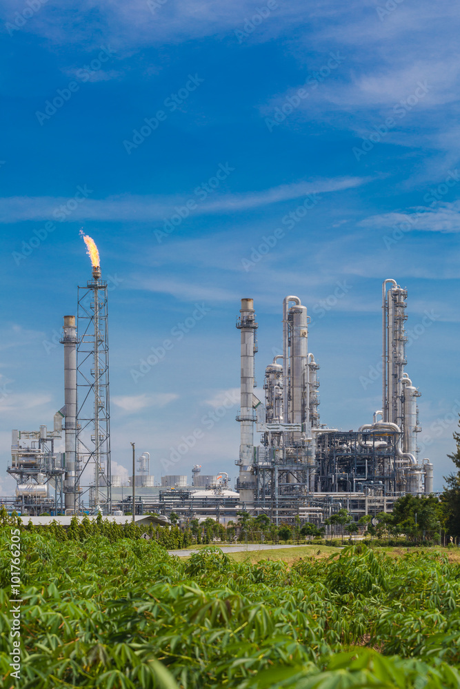 Architecture of Chemical refinery plant with blue sky