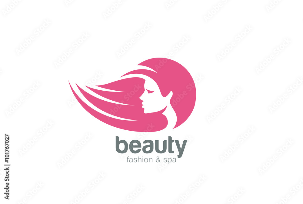 Beautiful woman head abstract Logo design vector Negative space Stock ...