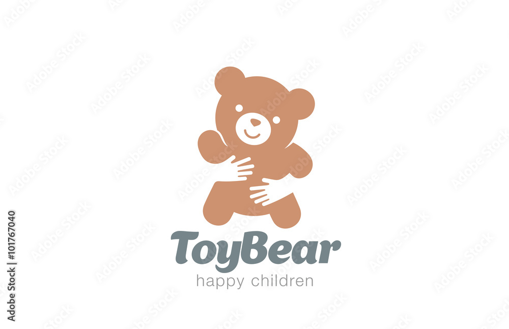 Bear Embrace Logo design vector. Negative space icon Animal Bear Embrace Logo design vector. Negative space icon Animal