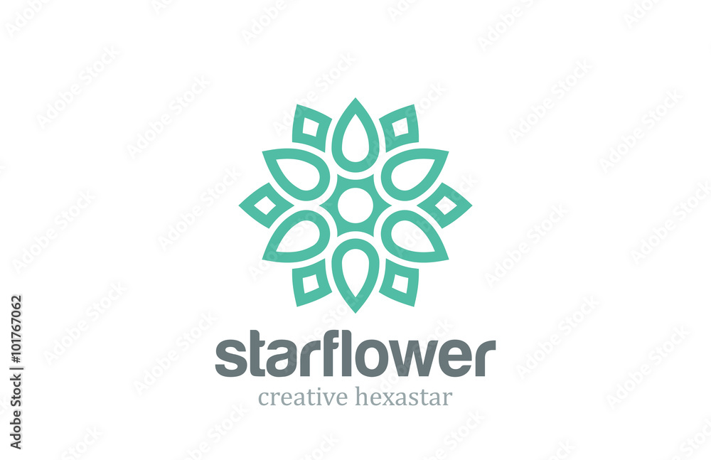 Abstract Star Linear Shape Logo design. Flower outline icon Abstract Star Linear Shape Logo design. Flower outline icon