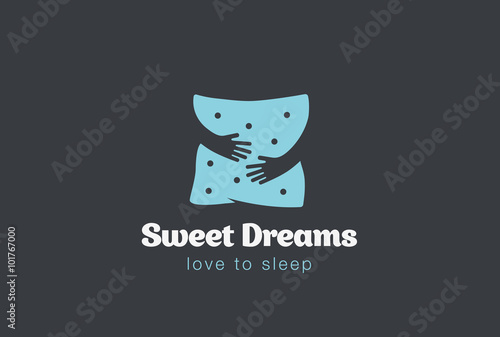 Embrace Pillow Logo Holding hands. Love to Sleep Arms icon