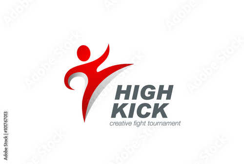 Kickboxing Red Character Logo design. Karate man Logotype icon