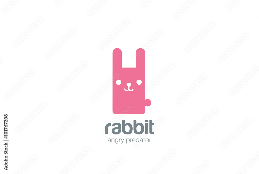 Naklejka premium Funny toy cute Rabbit Logo design vector. Toy store icon