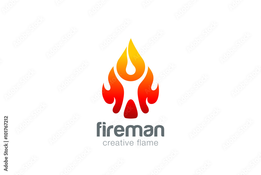 Man Fire flame drop Logo design vector fireball burning Fireman Man Fire flame drop Logo design vector fireball burning Fireman