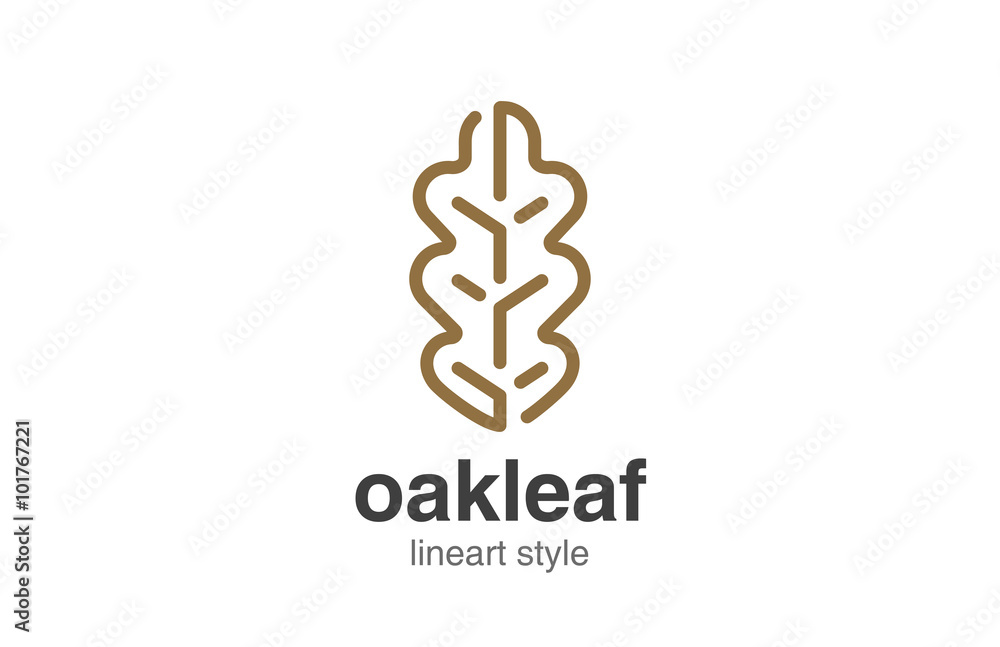 Oak Leaf Logo design vector template linear style. Oak Leaf Logo design vector template linear style.