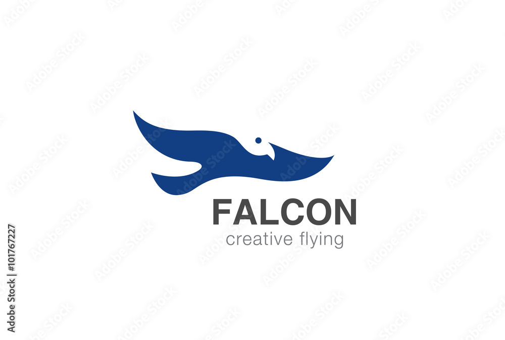 Fototapeta premium Eagle Bird Logo design vector negative space. Falcon icon