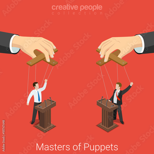 Masters of Puppets politics election flat 3d vector isometric