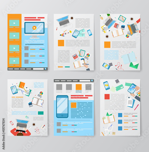 Video mobile app GUI UI UX user interface templates flat vector