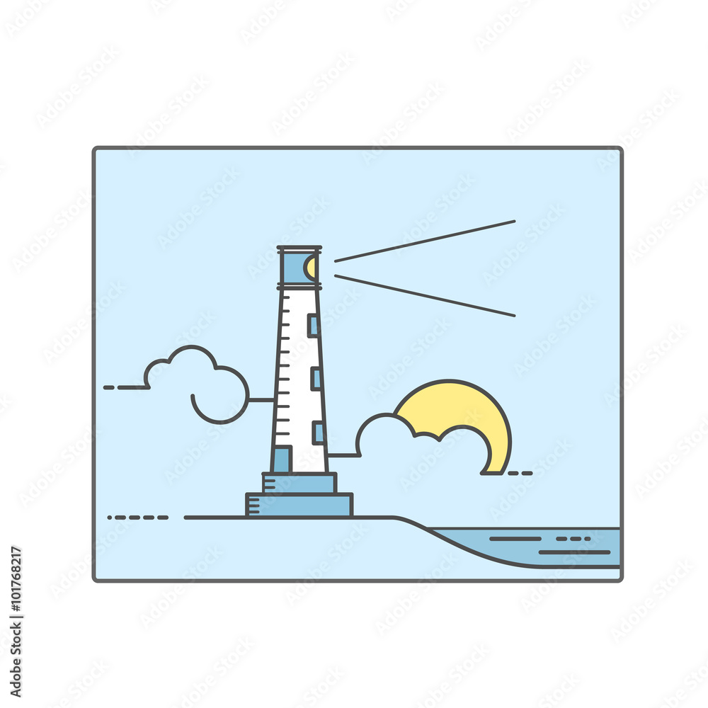Lighthouse vector illustration.Line art style