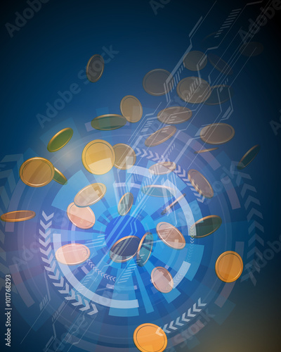 virtual currency, real money trade, finance technology, abstract image, vector illustration