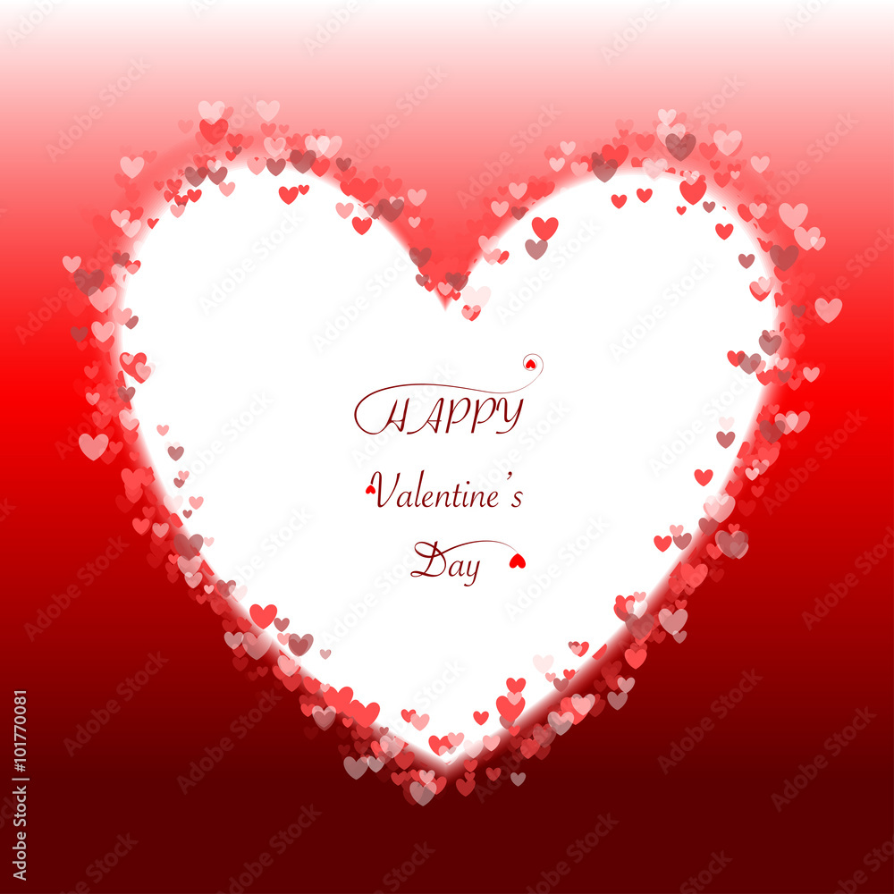 Romantic red heart background. Vector illustration for valentine's day greetings card design, wedding card, lovely frame.