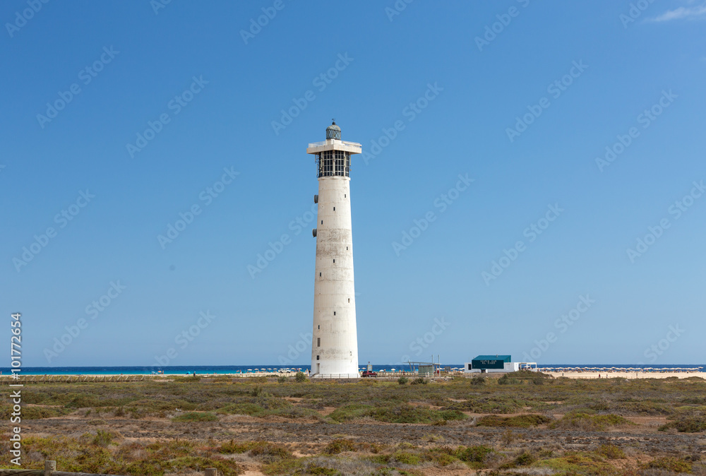 Lighthouse on Playa del Matorral, Jandia Morro Jable, Fuerteventura Spain Lighthouse on Playa del Matorral, Jandia Morro Jable, Fuerteventura Spain