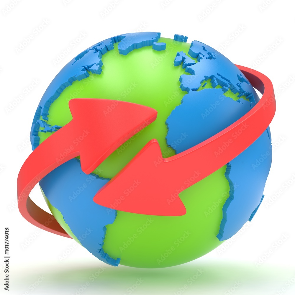 Fototapeta premium Arrows and Earth globe. 3d render