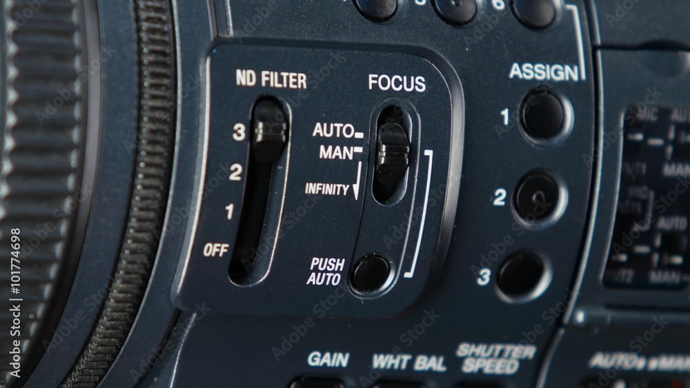 Finger changes video switcher on digital camera, focus infitity Finger changes video switcher on digital camera, focus infitity