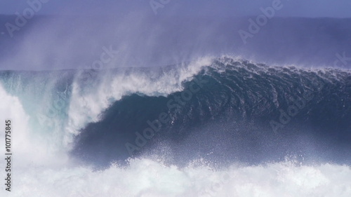 Empty Blue Tropical Ocean Wave Crashing  photo