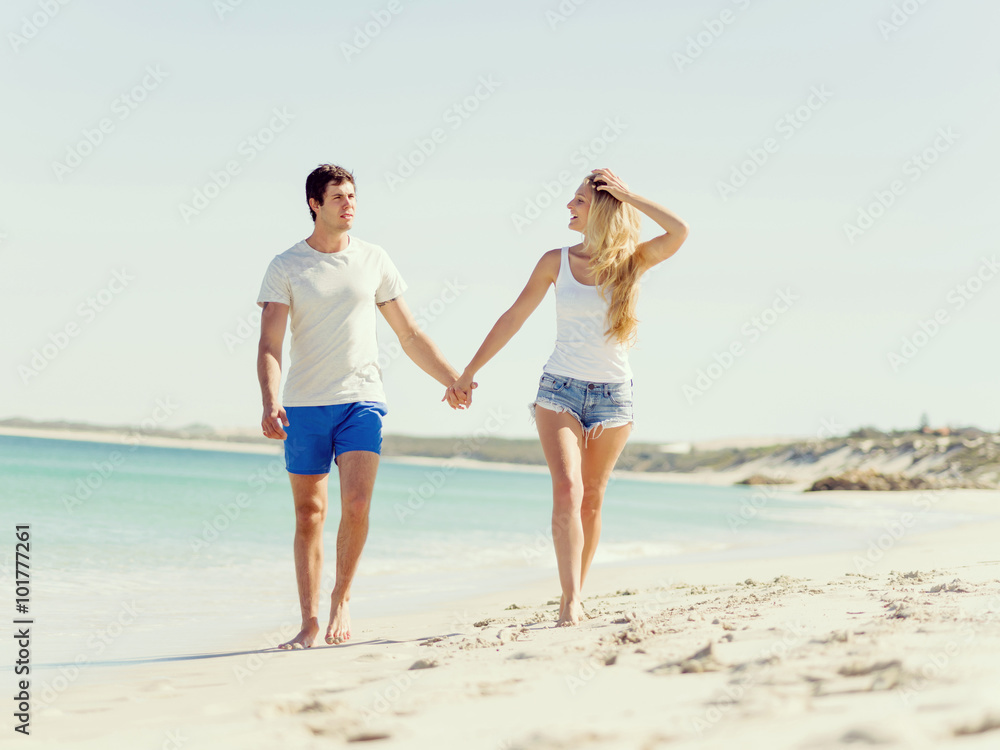 Romantic young couple on the beach Romantic young couple on the beach