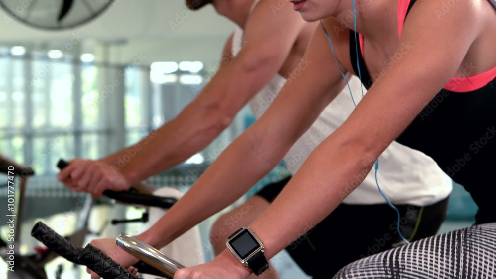 Fit athlete doing bike exercises Fit athlete doing bike exercises