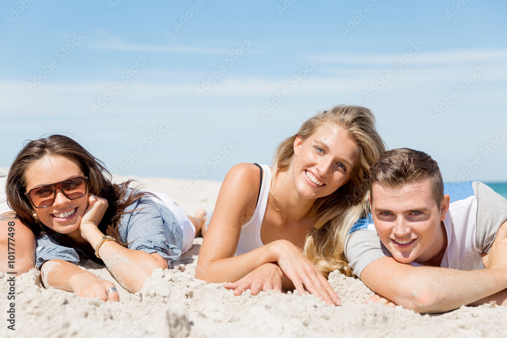 Company of young people on the beach Company of young people on the beach