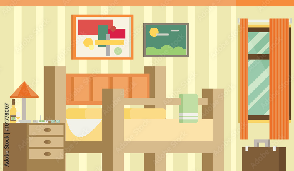 Flat design vector illustration of room interior Flat design vector illustration of room interior