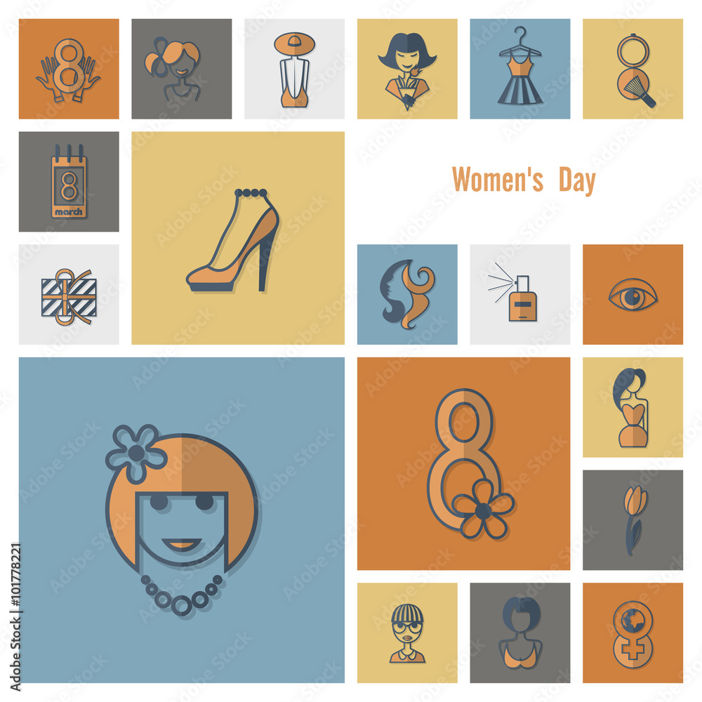 Womans Day Icon Set