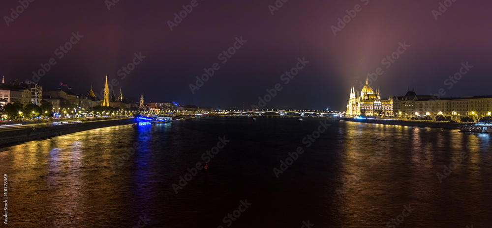 Budapest at night from bridge,hungary