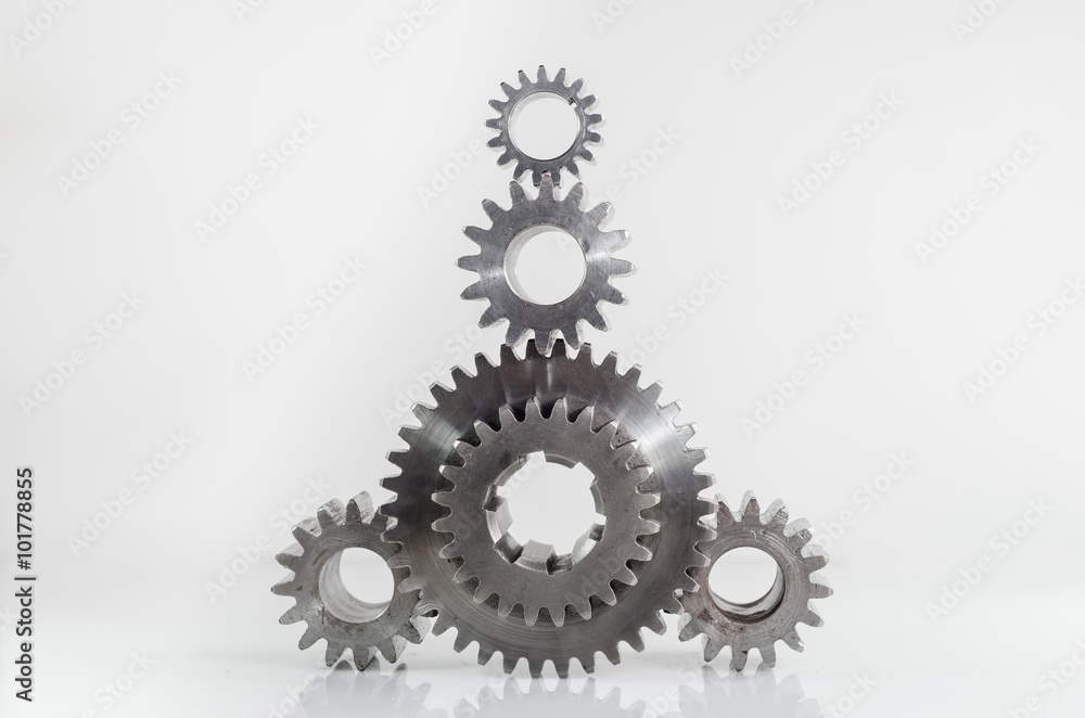 set of gears on isolated