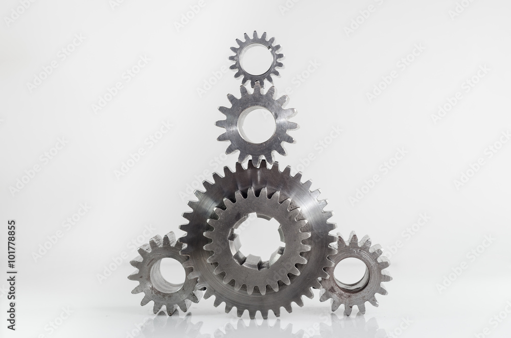 set of gears on isolated set of gears on isolated