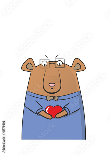 Happy Valentines day card with cute teddy bear