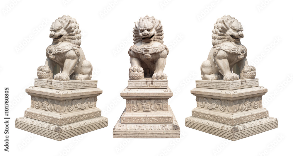 Chinese Imperial Lion Statue, Isolated With Clipping Path Chinese Imperial Lion Statue, Isolated With Clipping Path
