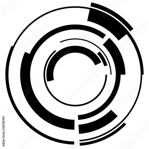 Abstract hi-tech segmented geometric circle shape isolated on wh