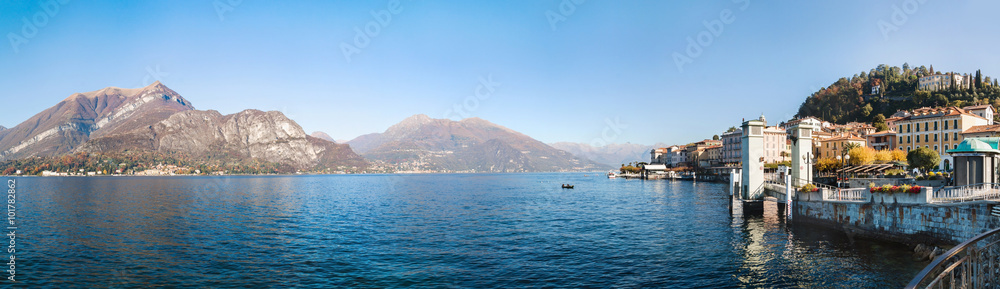 Panoramic view of Bellagio. Lake and mountains. Como Lake, Italy